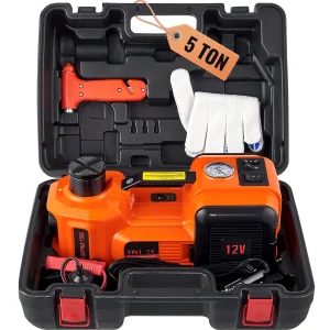 5-Ton Electric Hydraulic Car Jack with Built-in Tire Inflator & LED Light – Heavy Duty Car Jack Kit for SUV, MPV, and Trucks